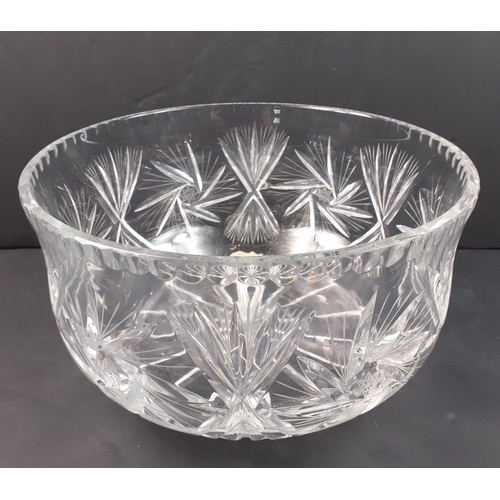 232 - A super large vintage crystal bowl 27cm diameter, 15cm high.  No damage#233