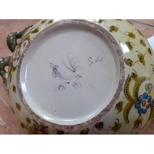 251 - An antique Chinese style squat teapot and matching wall plate,  beautiful floral design with almost ... 