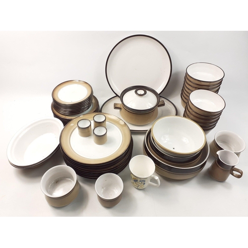 258 - A vintage DENBY dinner service comprising 1x27cm plate, 8x20cm plates, 8x17cm plates, and others plu... 