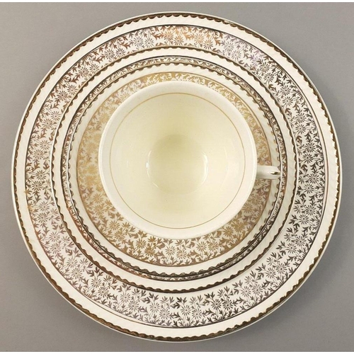 259 - A PORTLAND POTTERY tea set in cream and gilt to include two large (23cm) sandwich plates, 11x17cm si... 