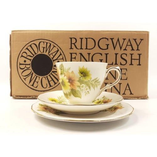 265 - RIDGWAY ROYAL VALE tea service in box. Comprises six each of side plates, cups and saucers.  A very ... 