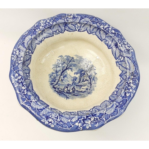 271 - A blue and white urn shaped bowl 27cm dia x 18cm high approx with historical repairs but dn't in any... 