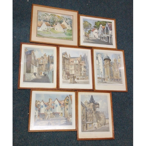 309 - NICE QUALITY! - Seven signed watercolour scenes by JOHN SIMPSON SPENCE of Edinburgh to include Lady ... 