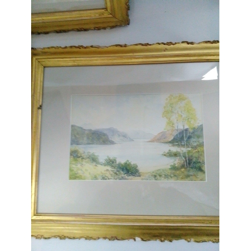 310 - Three lovely framed ORIGINAL watercolours by R GLOVER in gilt gesso frames to include Loch Voil, Ail... 