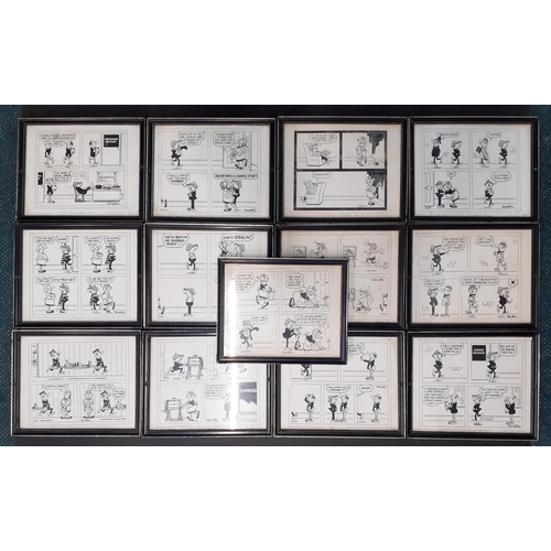 313 - A box of thirteen ANDY CAPP cartoons set in older frames each measuring 27x23cm approx.#314