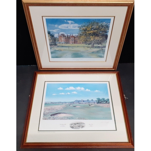 315 - The 18th hole and Clubhouse, Royal Troon print signed in pencil by BILL WAUGH visible work 51 X 38cm... 