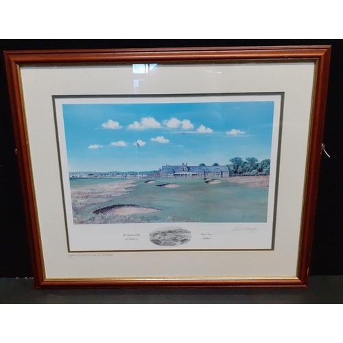 315 - The 18th hole and Clubhouse, Royal Troon print signed in pencil by BILL WAUGH visible work 51 X 38cm... 