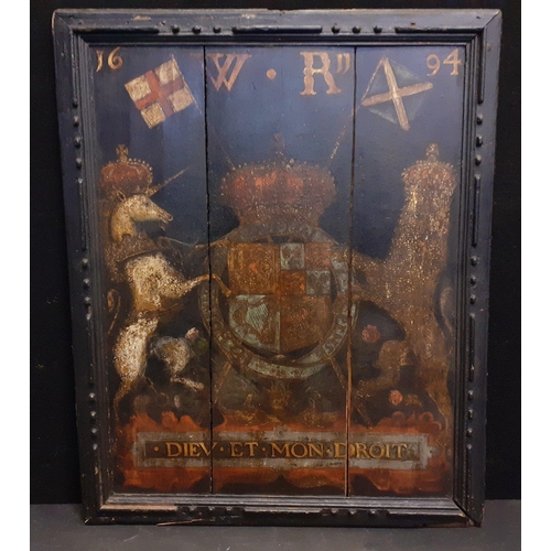 321 - An ANTIQUE depiction of- Dieu et mon droit, which means 'God and my right', is the motto of the mona... 