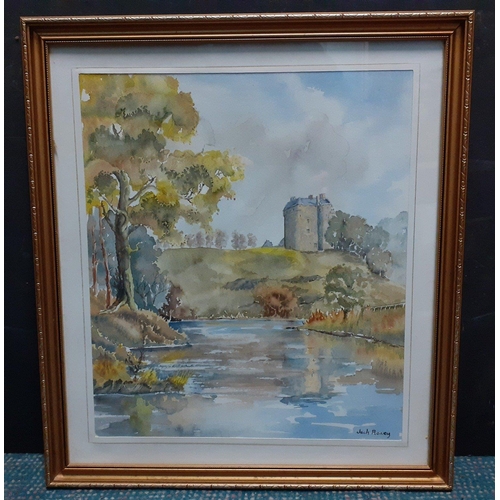 336 - A very attractive local interest watercolour of NEIDPATH CASTLE by renowned local artist JACK RONEY.... 