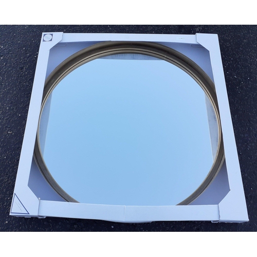 349 - A round meatalic framed modern wall mirror still in it's original packaging unopened! - dimension 80... 