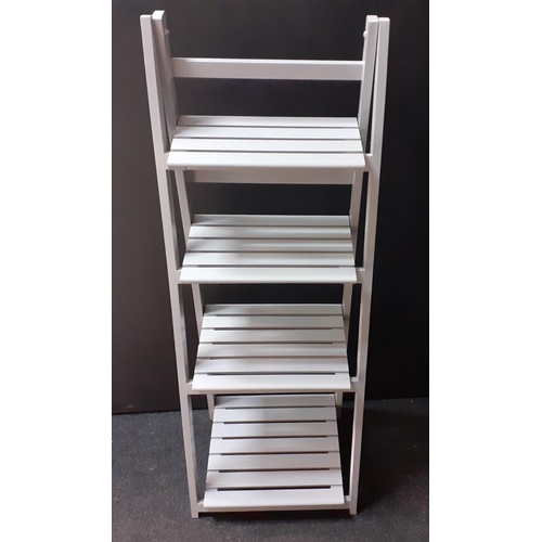 357 - A wooden 4 shelf plant stand painted in neutral grey, height 102cm, width 40cm#360