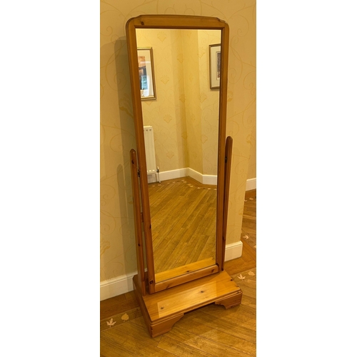 358 - A large pine floor standing mirror - 6ft tall x 18