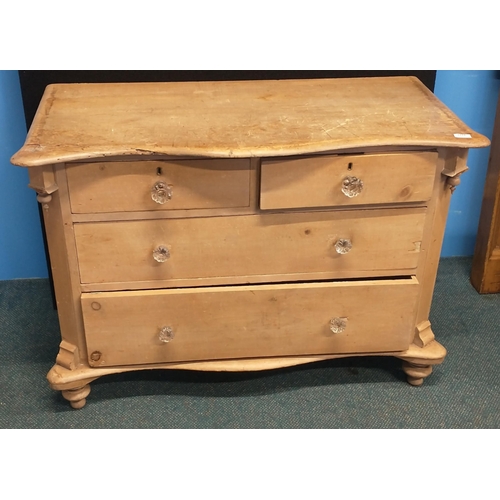 361 - Pine chest of 2 over 3 drawers with clear handles. W: 109cm H: 88cm D: 50cm approx#364