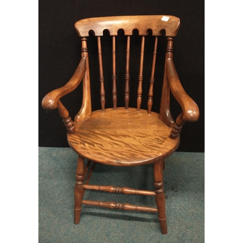 362 - Wooden captain's chair (height to seat is 45cm approx). W: 63cm H: 90cm D: 60cm approx#365