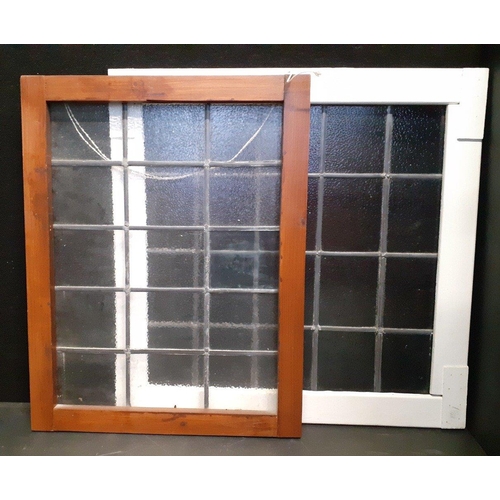 367 - Two leaded windows (H72xW56cm and H72 x W74cm) and one stained glass window (H70 x W40cm)#370