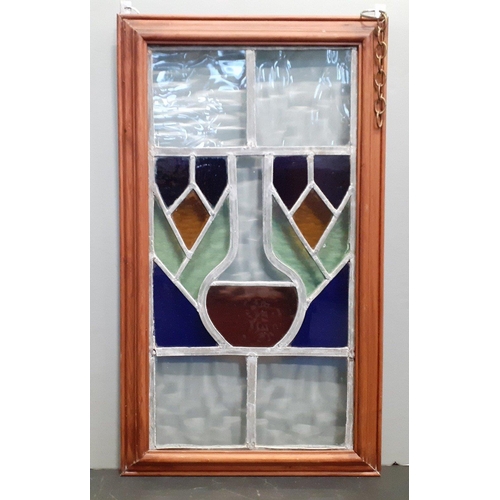 367 - Two leaded windows (H72xW56cm and H72 x W74cm) and one stained glass window (H70 x W40cm)#370