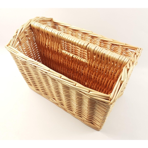 389 - A wicker magazine rack in good clean condition W42 x H30cm#392