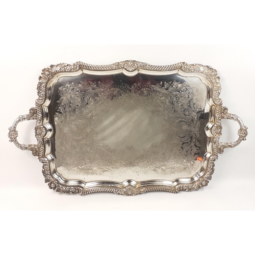 39 - A huge and heavy BARKER ELLIS England silver plated salver in very heavy gauge plate. Beautifully el... 