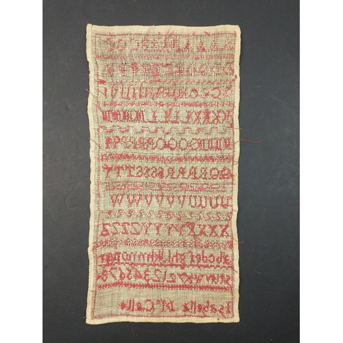 412 - Three antique samplers, one dated 1847, by members of the McCall/Grice family. Unusually the largest... 