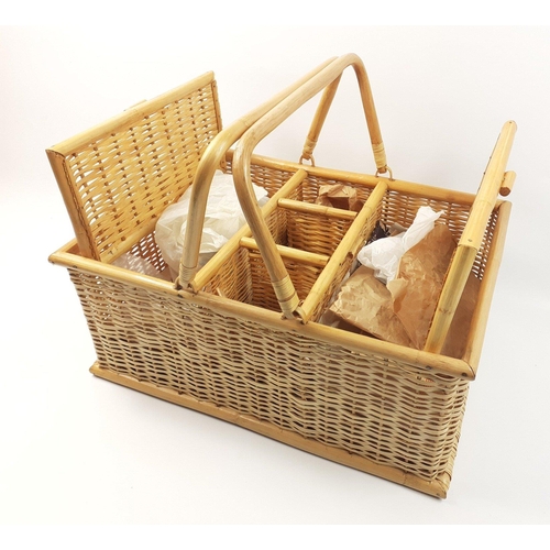 415 - A super wicker basket with a quantity of sewing items.  Good useful little lot.#418