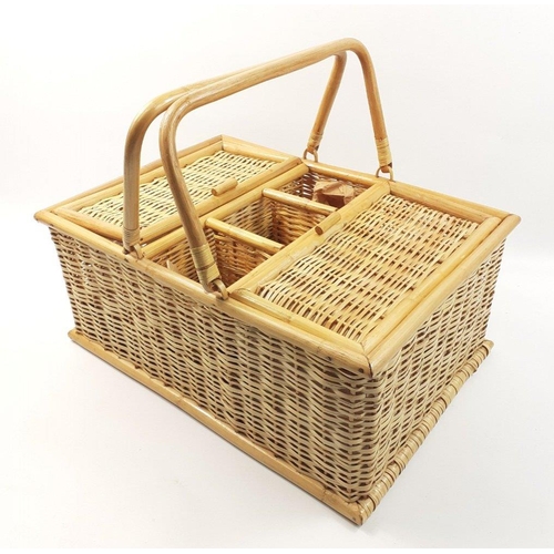 415 - A super wicker basket with a quantity of sewing items.  Good useful little lot.#418