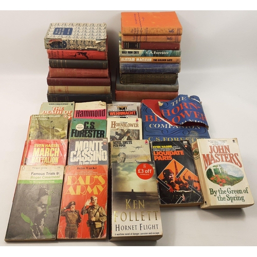 453 - A box of fiction books to include a first edition copy of THE CRUEL SEA by Nicholas Monsarrat and a ... 