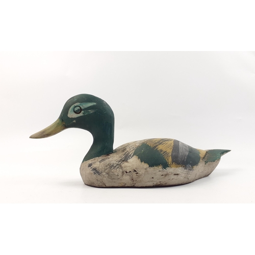 488 - A wooden painted decoy duck, approx 33cm long#491