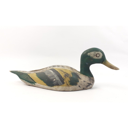 488 - A wooden painted decoy duck, approx 33cm long#491