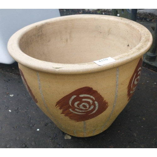 511 - Garden planter with light brown background and brown flowers W38 x H30 x D38cm approx#514