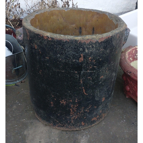 512 - A large salt glaze cauldron with 2 handles 54x54cm.  Large, impressive, weighs a ton and will make a... 