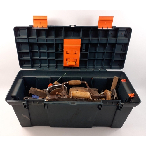 521 - A large 26in portable tool box containing a variety of tools.#524