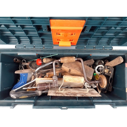 521 - A large 26in portable tool box containing a variety of tools.#524