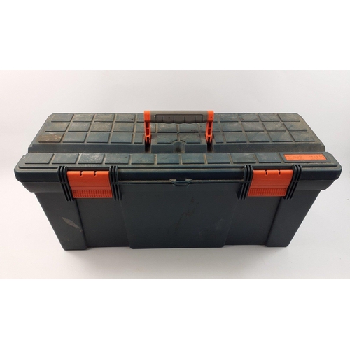 521 - A large 26in portable tool box containing a variety of tools.#524