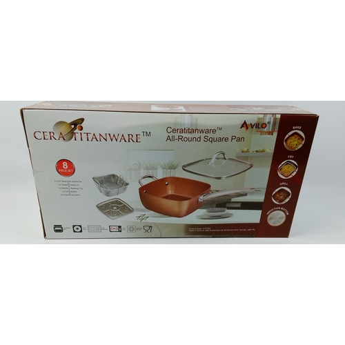 545 - A boxed CERA TITANWARE 8 piece All-Round Square pan cooking set#548