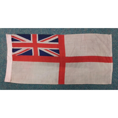 59 - A small vintage British naval ensign 95x45cm approx.  Some minor running of colours due to use.#59... 