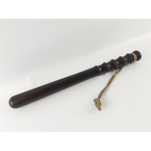 65 - VINTAGE hard wood policeman's truncheon 38cm. Carries a faint Liverpool Police stamp#65