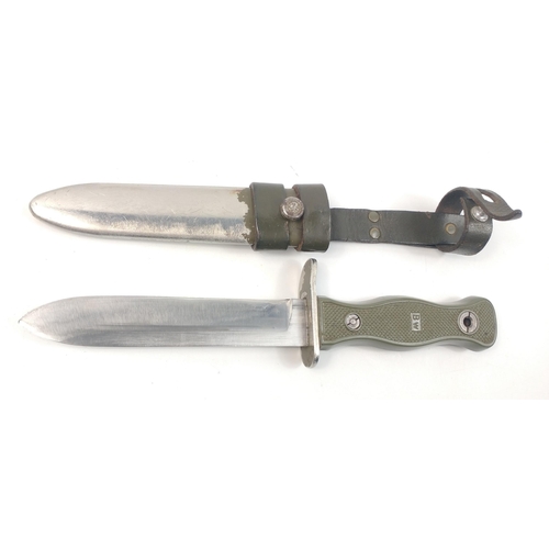 72 - A BW East German military fighting knife in original scabbard with frog.#72