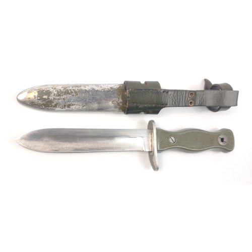 72 - A BW East German military fighting knife in original scabbard with frog.#72