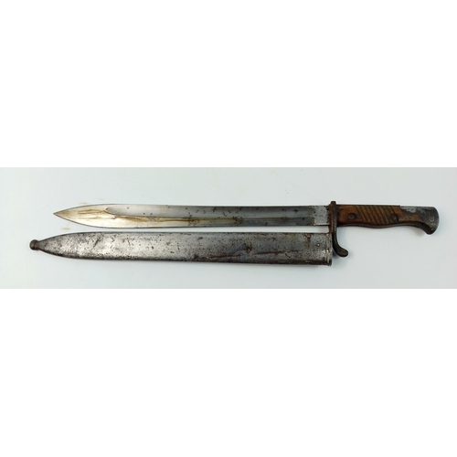 84 - An ALEX COPPEL Solingen butcher's blade, circa WWI era in good condition with metal scabbard.#84