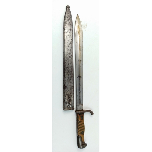 84 - An ALEX COPPEL Solingen butcher's blade, circa WWI era in good condition with metal scabbard.#84