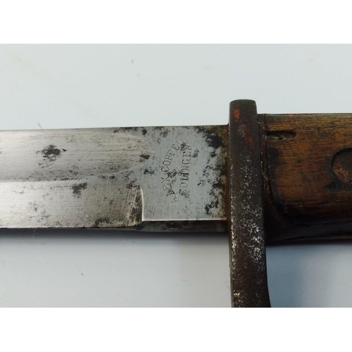 84 - An ALEX COPPEL Solingen butcher's blade, circa WWI era in good condition with metal scabbard.#84