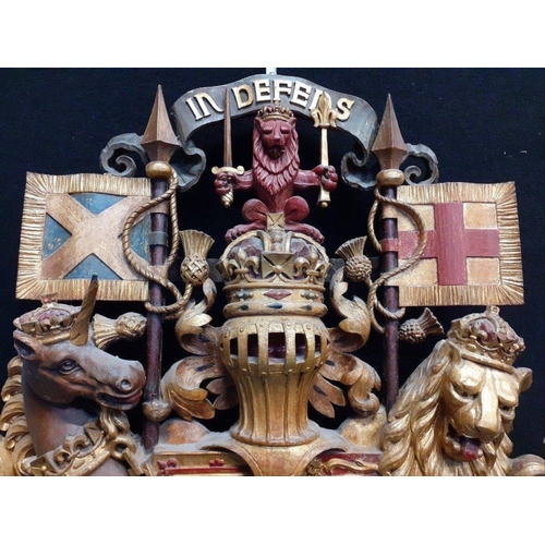 160 - An incredible huge and imposing carved wooden factory sign of The Royal Coat of Arms of Scotland. Th... 