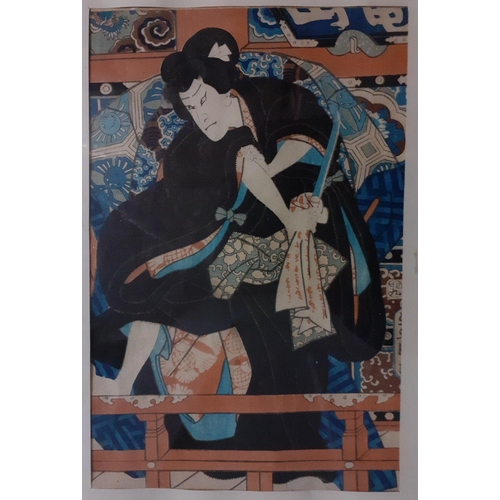 305 - A pair of RARE Japanese woodblock prints by two artists Ishukawa Goemon 21cm x 32cm and Koyarino Gon... 