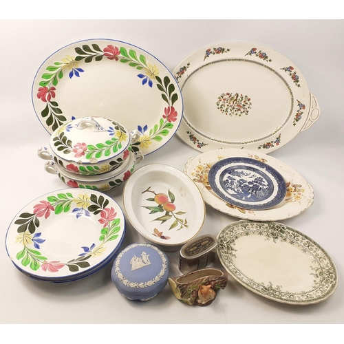 174 - A mixed ceramic lot to include large ashets, useful decorative plates and tureens.#30