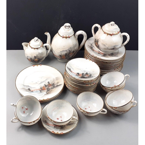 185 - A very delicate Oriental tea service to include 1 large teapot, 1 lidded sugar bowl, 1 milk jug, 1 b... 