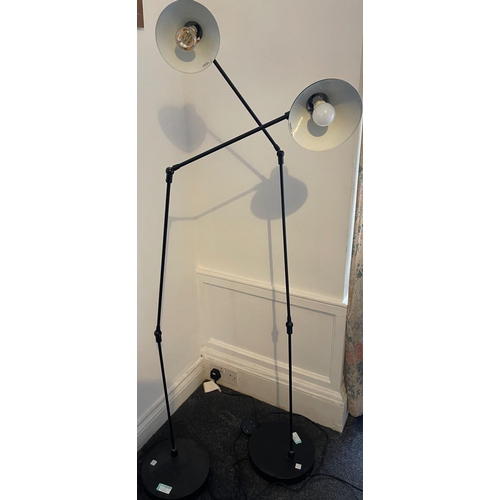 308 - A pair of multi-positional electric reading floor lamps in black - VERY CLASSY! - approx 5.5ft tall ... 