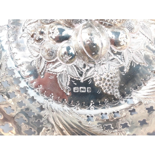 101 - A stunning repousse fully hallmarked 17cm pierced basket in beautiful condition. Hallmarks for Sheff... 