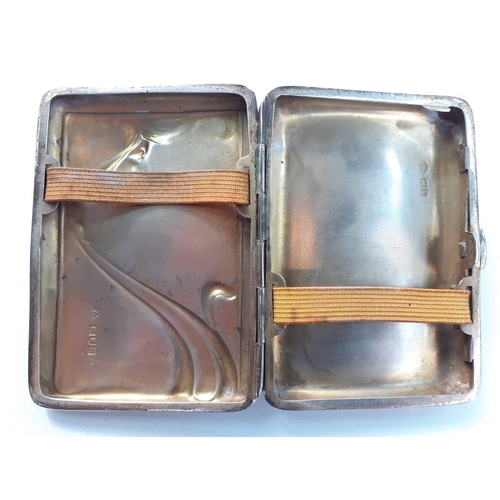 102 - A beautiful ART NOVEAU period solid silver fully hallmarked cigarette case with a wonderful depictio... 