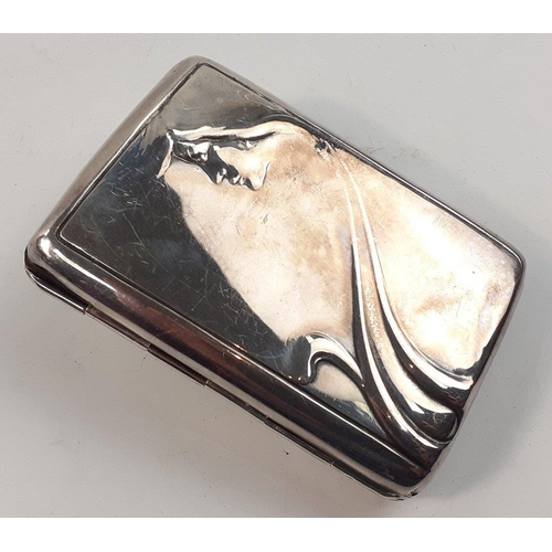 102 - A beautiful ART NOVEAU period solid silver fully hallmarked cigarette case with a wonderful depictio... 