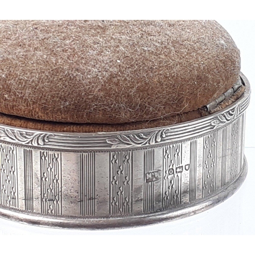 111 - An ANTIQUE pin cushion with silver ring  by MAPPIN & WEBB hallmarked, London 1909, weighing appr... 